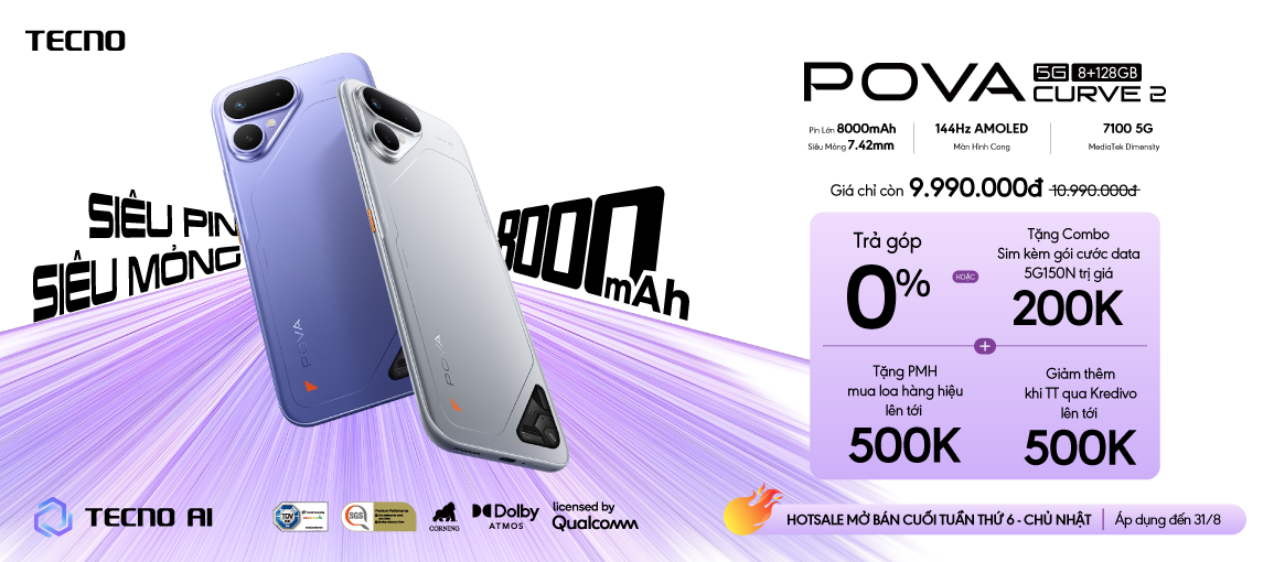 Tecno Pova Curve 2 \n Giá Chỉ 9.990.000đ