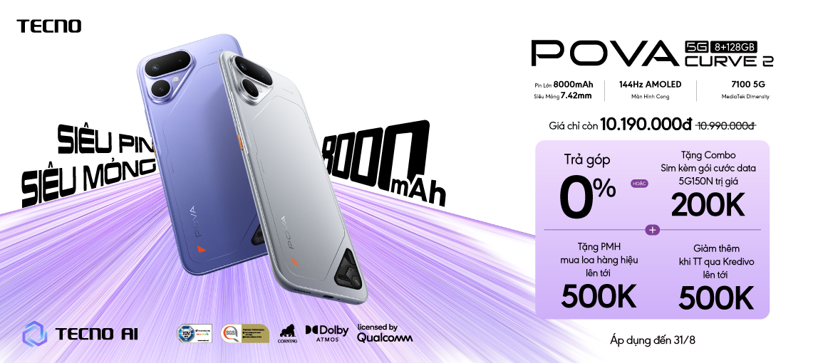 Tecno Pova Curve 2 \n Giá Chỉ 10.190.000đ