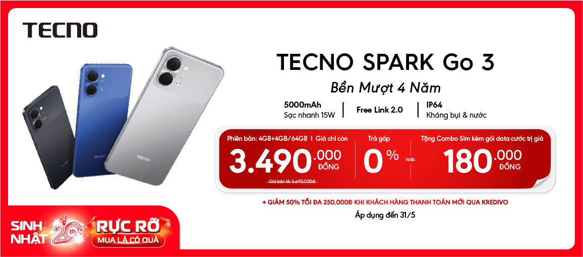 Tecno Spark Go 3 \n Giá Chỉ 3.490.000đ