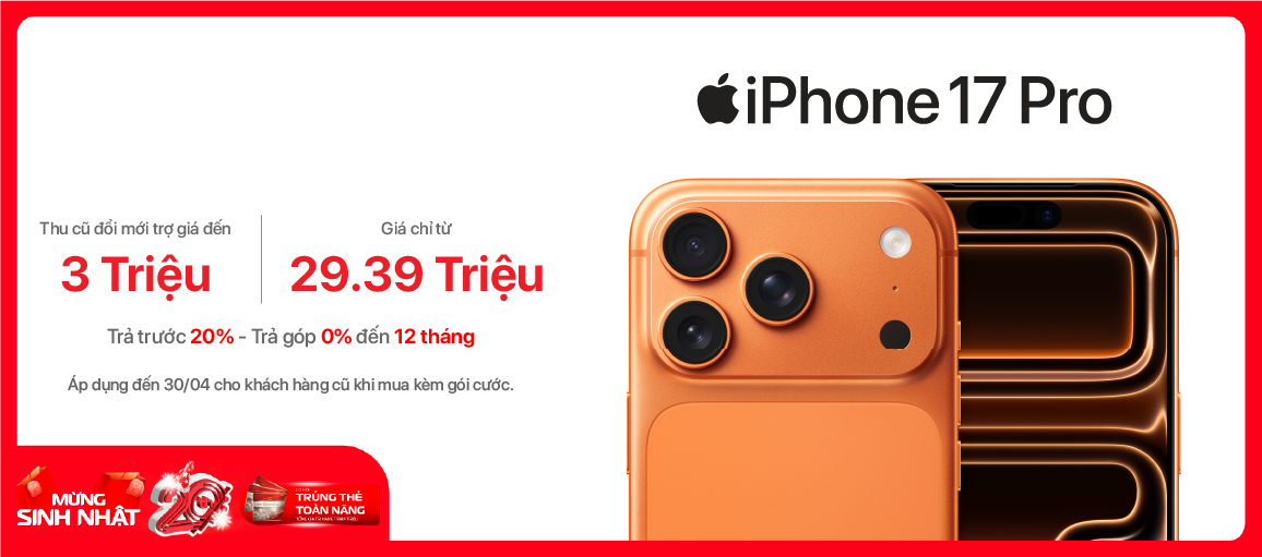 iPhone 17 Pro \n Chỉ từ 29.39 triệu