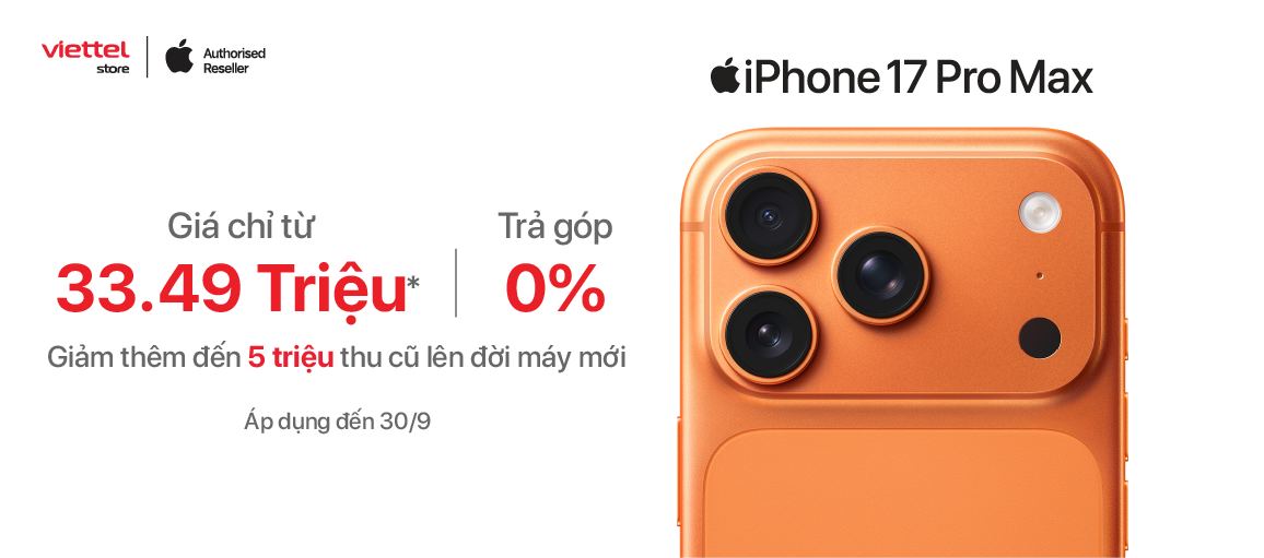 iPhone 17 Pro Max \n Giá chỉ từ 33.49 triệu
