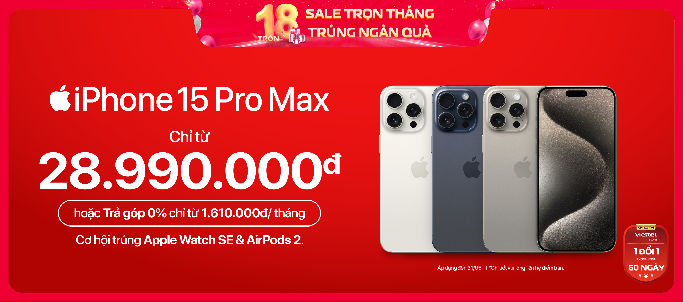 iPhone 15 Pro Max \n Chỉ từ 28.990.000đ