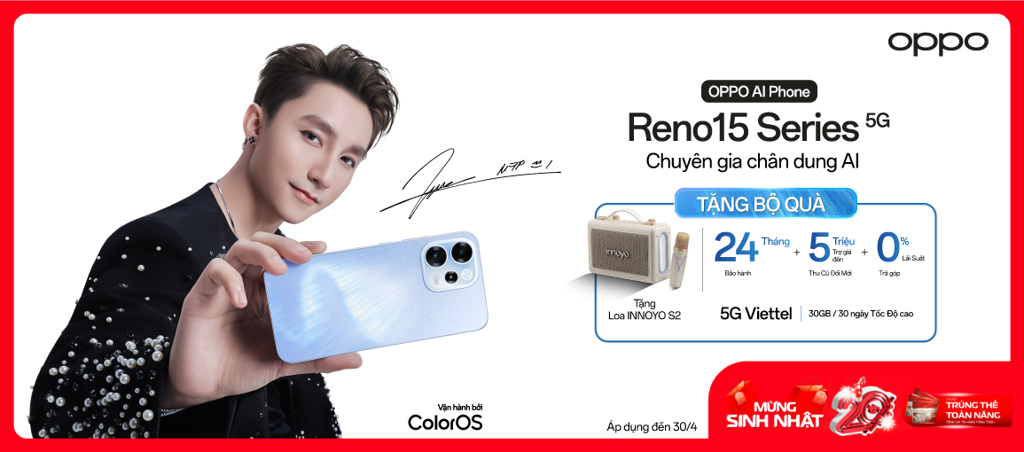 Reno15 Series 5G \n Trợ giá đến 5 triệu