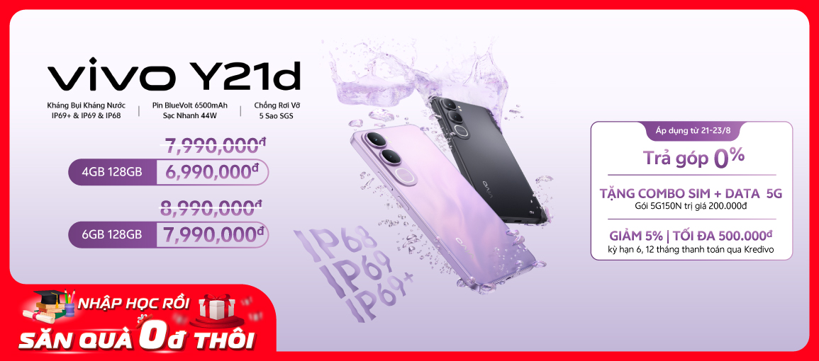 vivo Y21d \n Giá chỉ từ 6.990.000đ