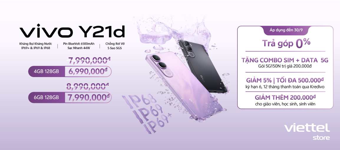 vivo Y21d \n Giá chỉ từ 6.990.000đ