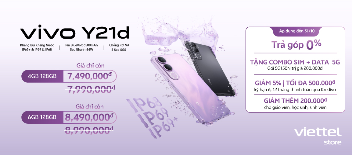 vivo Y21d \n Giá chỉ từ 7.490.000đ