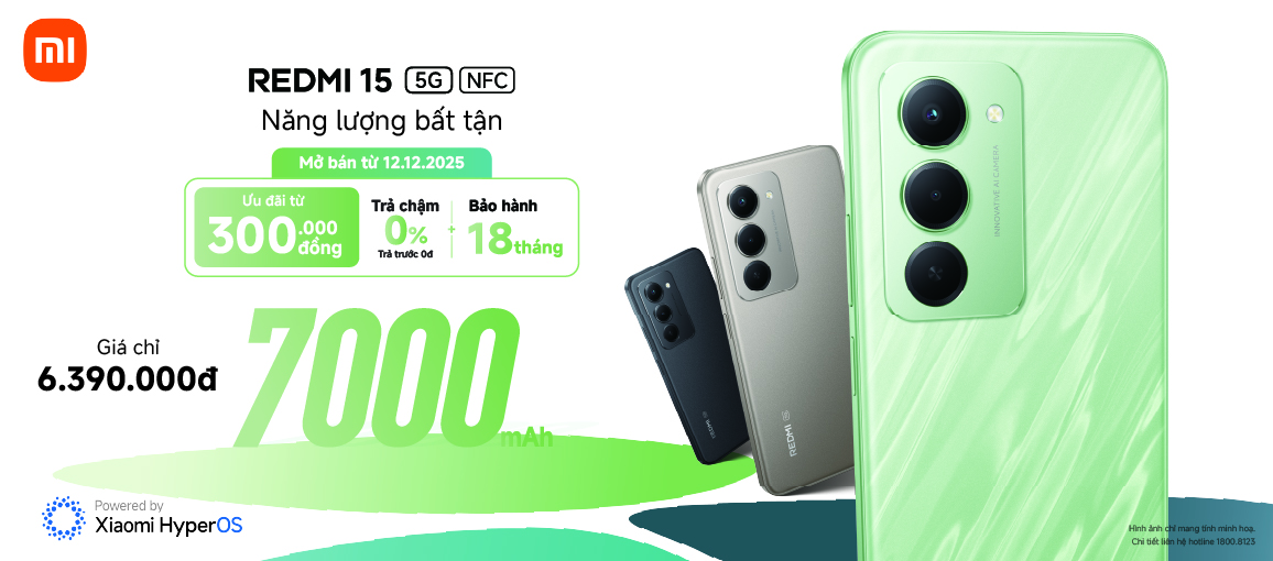 Xiaomi Redmi 15 \n Giá chỉ 6.39 triệu