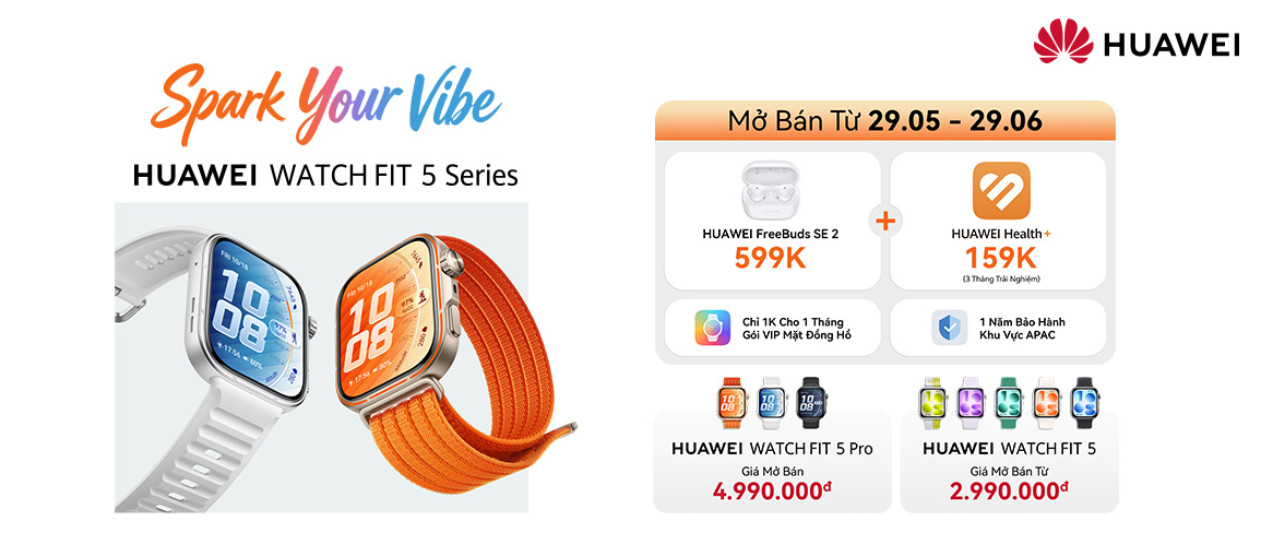 Huawei Watch Fit 5 Series \n Chỉ từ 2.990.000đ
